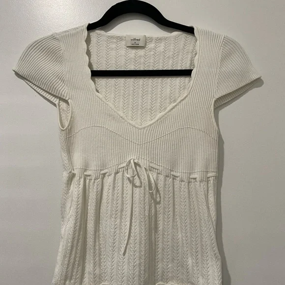 Aritzia Soloist Short-sleeve Cream Ribbed Knit Top - Picture 4 of 5